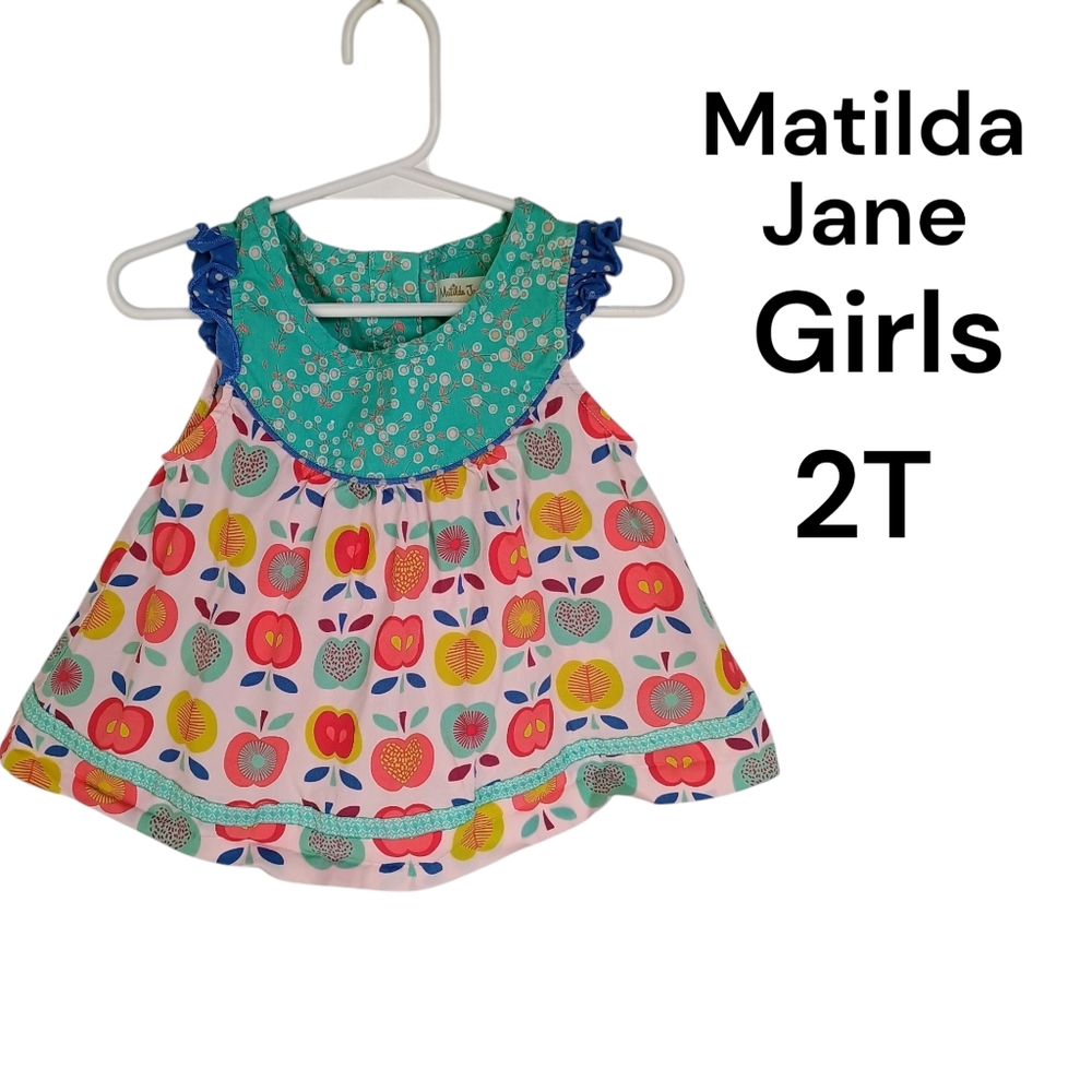 Matilda Jane Girls Size 2t Apple Themed Lucia Shabby Apple Flutter Sleeve Top